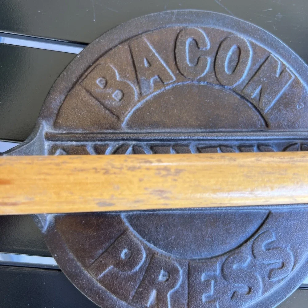 Cast Iron Grill Press NORPRO Vtg Heavy Duty Bacon Burger Meat Press Wood Handle